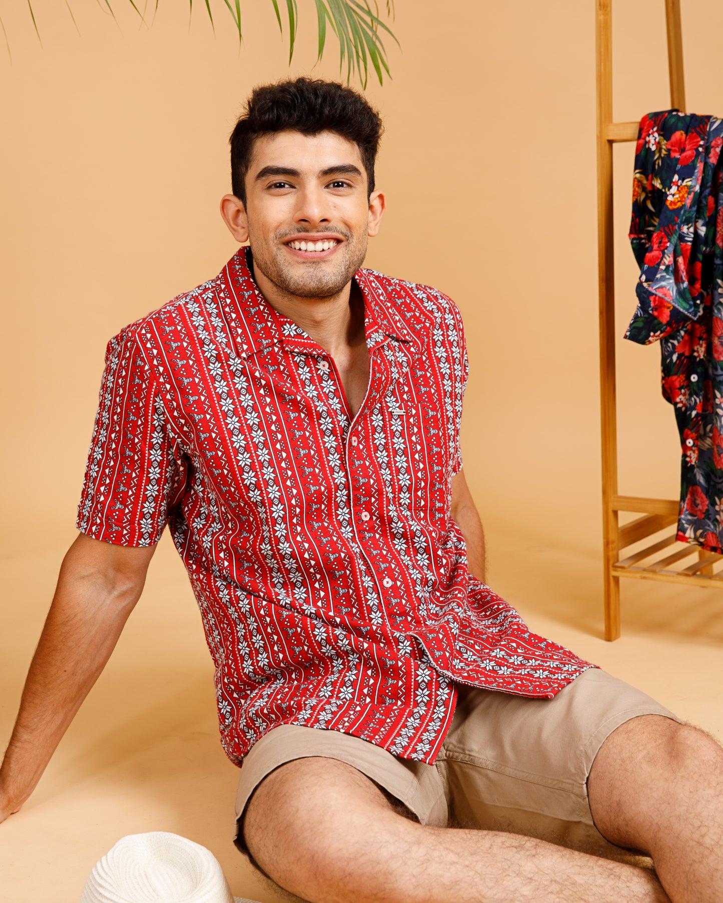 Tropical Red Half Sleeve Print Shirt