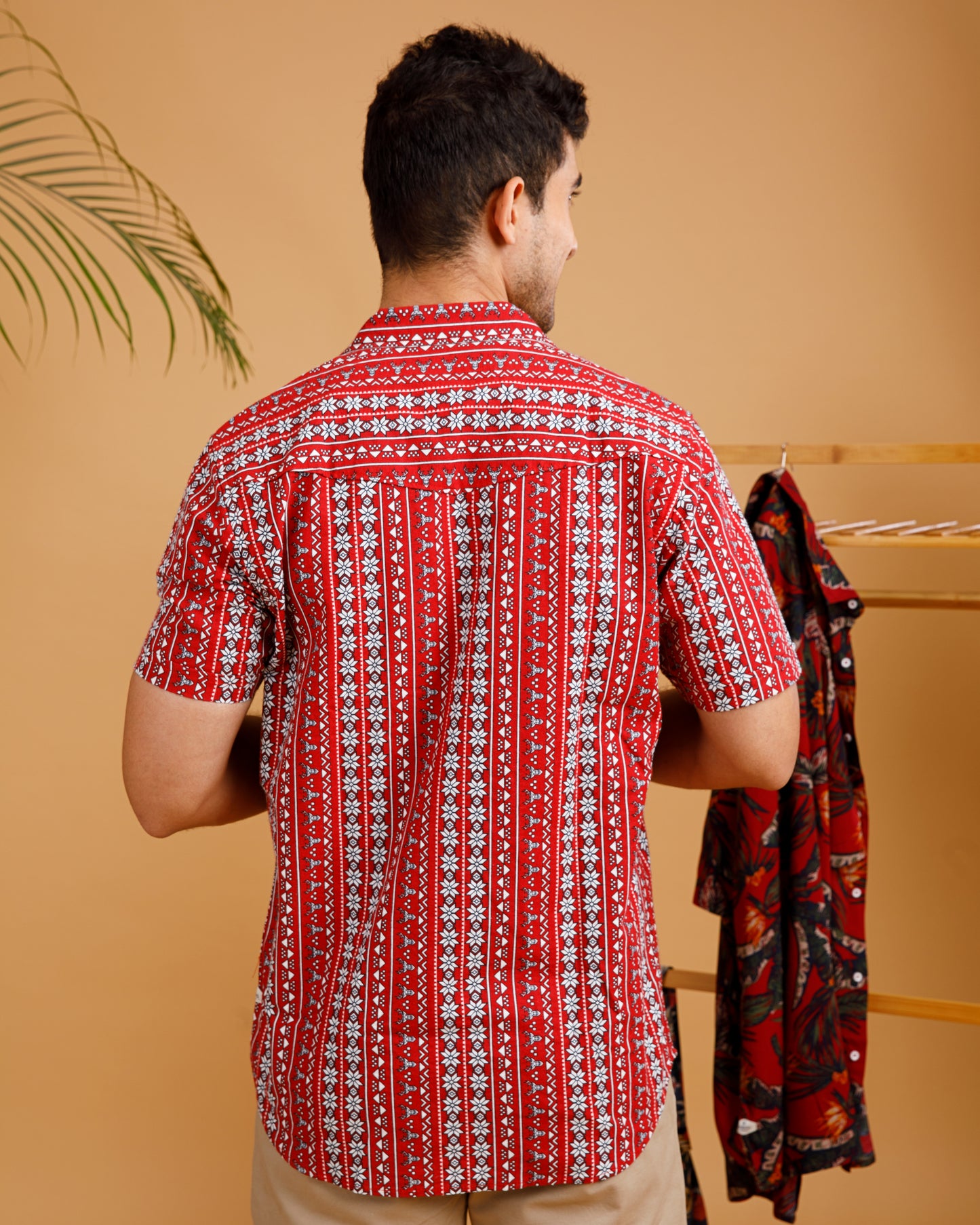 Tropical Red Half Sleeve Print Shirt