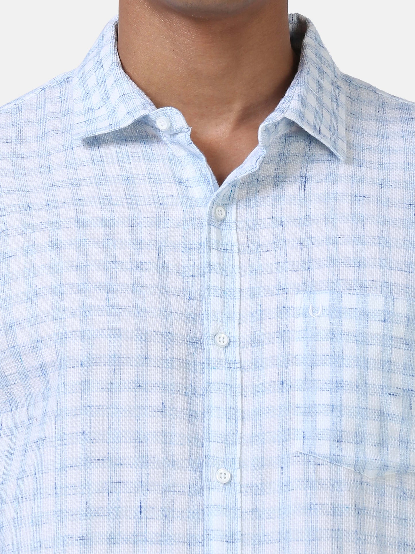 Geometric Dobby Blue Shirt