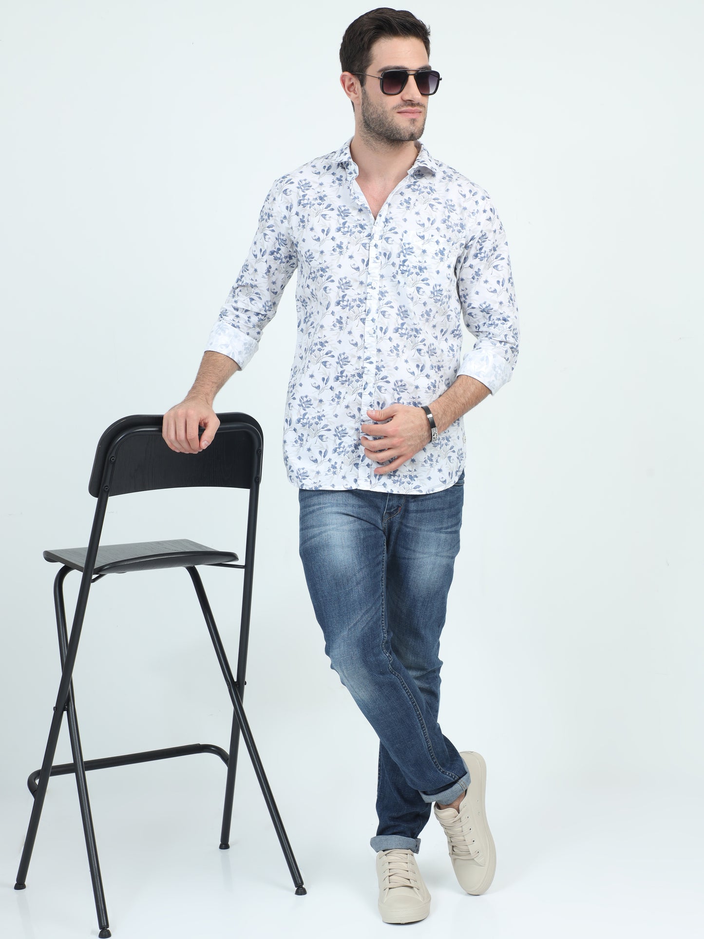 Floral Fusion Men's Statement White Shirt