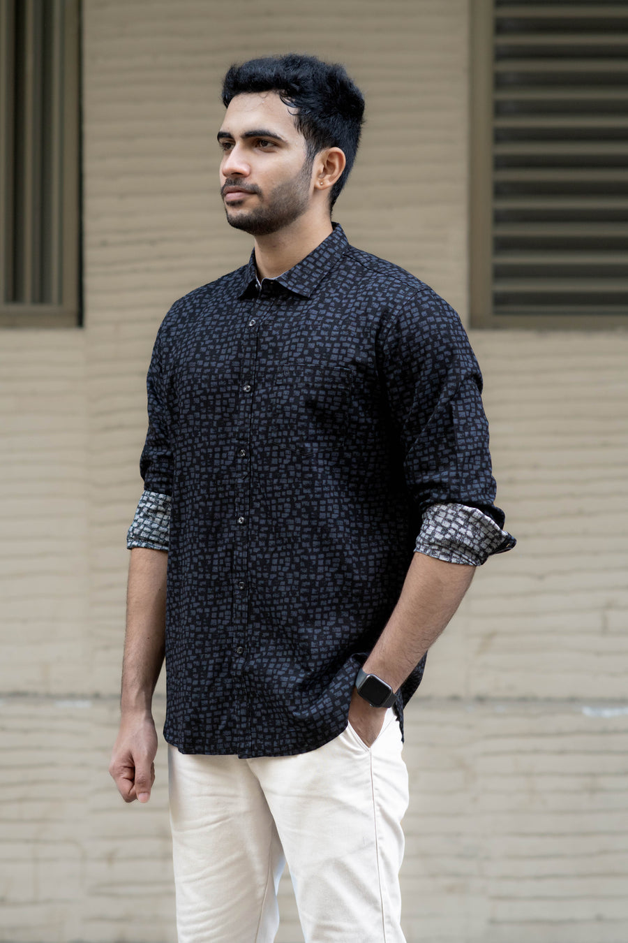 Jet Black Graphic Print Shirt