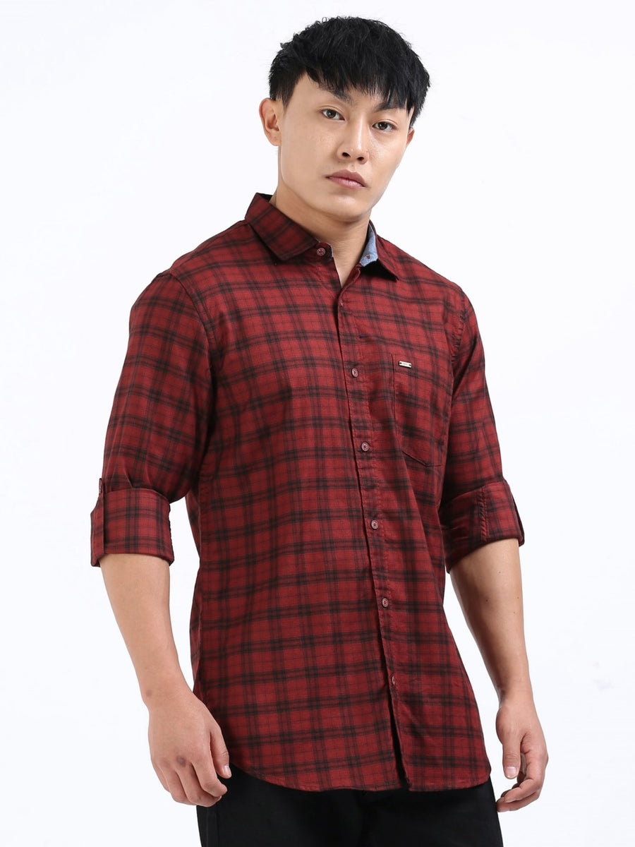 Chestnut Mesh Check Shirt