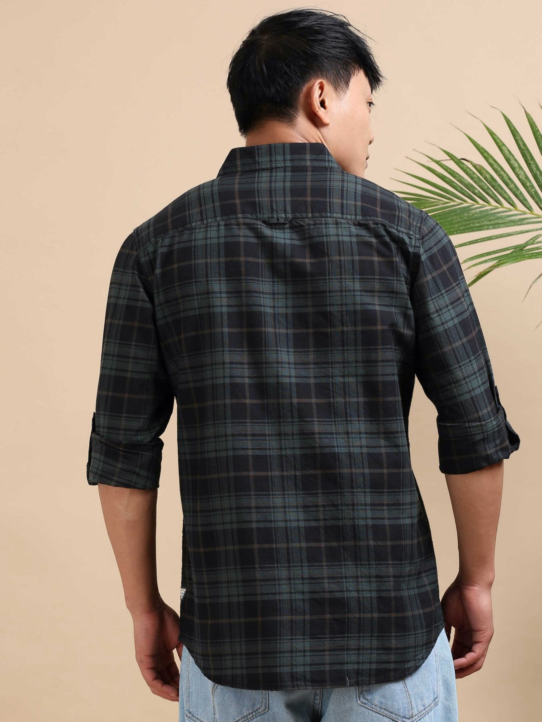 Green Grit Check Shirt