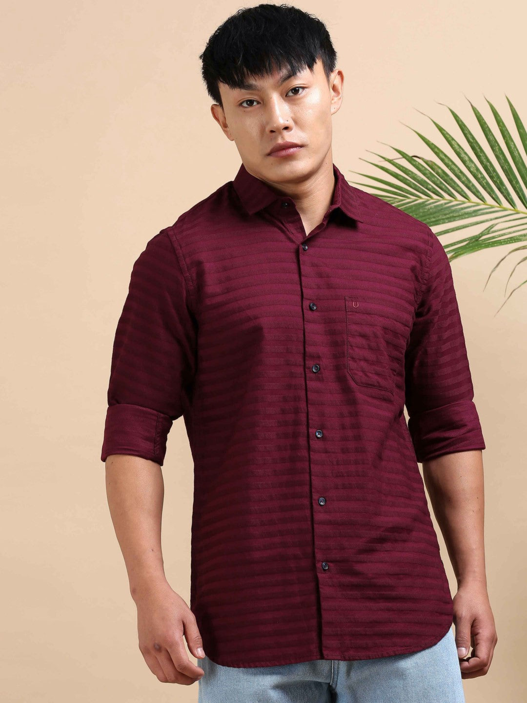 Maroon Luxe Dobby Shirt