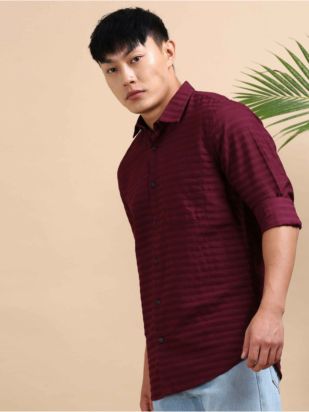 Maroon Luxe Dobby Shirt