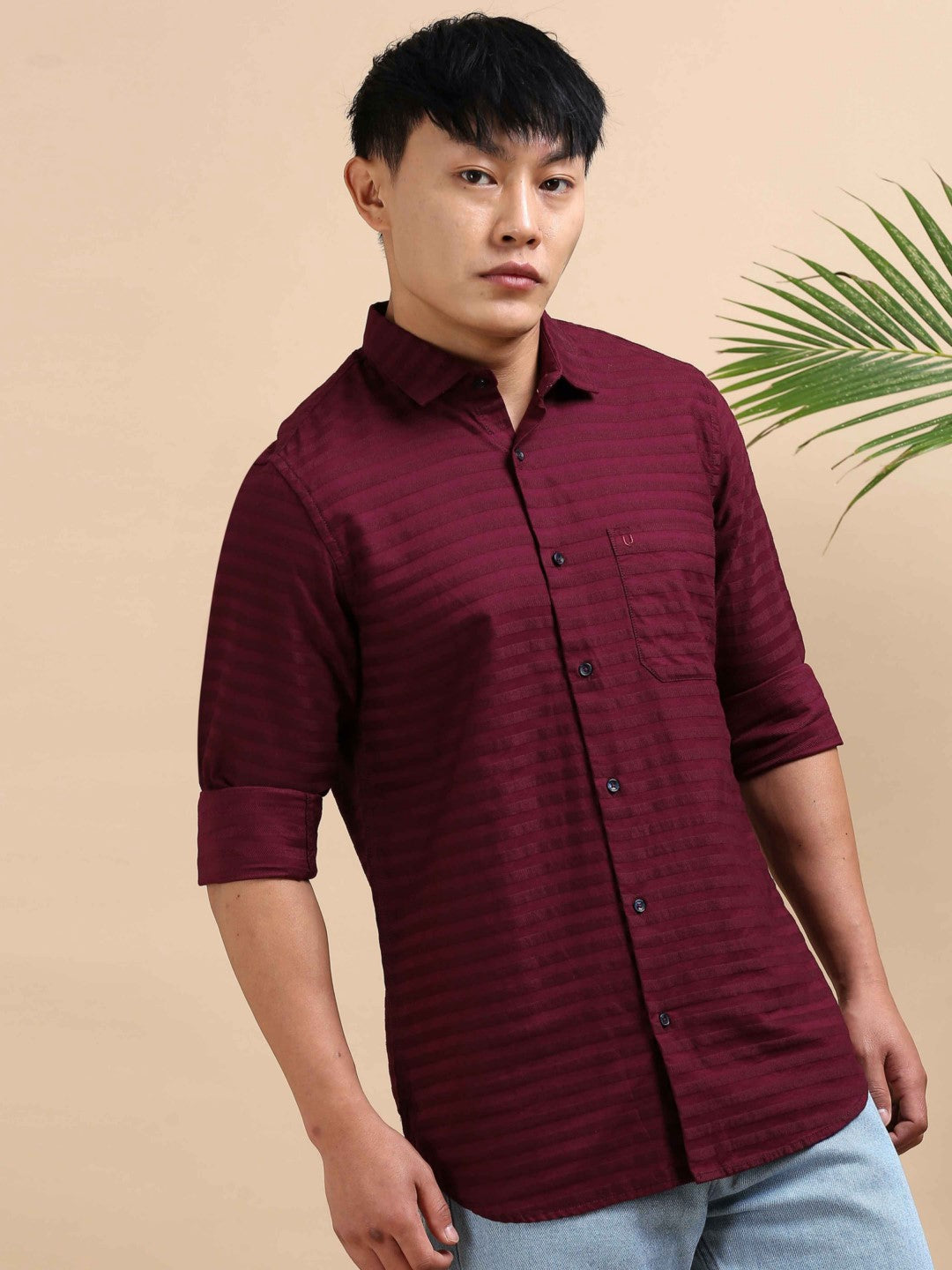 Maroon Luxe Dobby Shirt