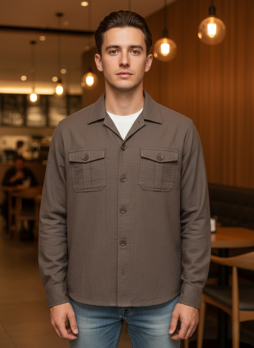 URBARO Khaki Everyday Shacket
