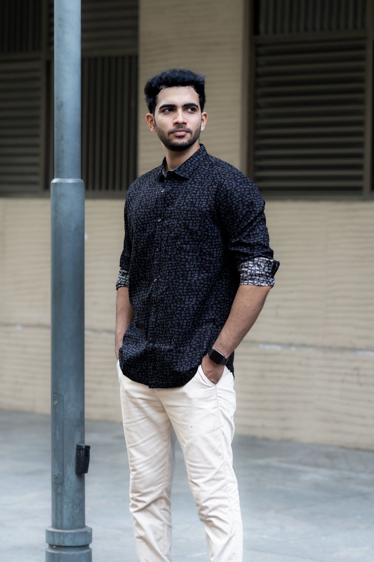 Jet Black Graphic Print Shirt