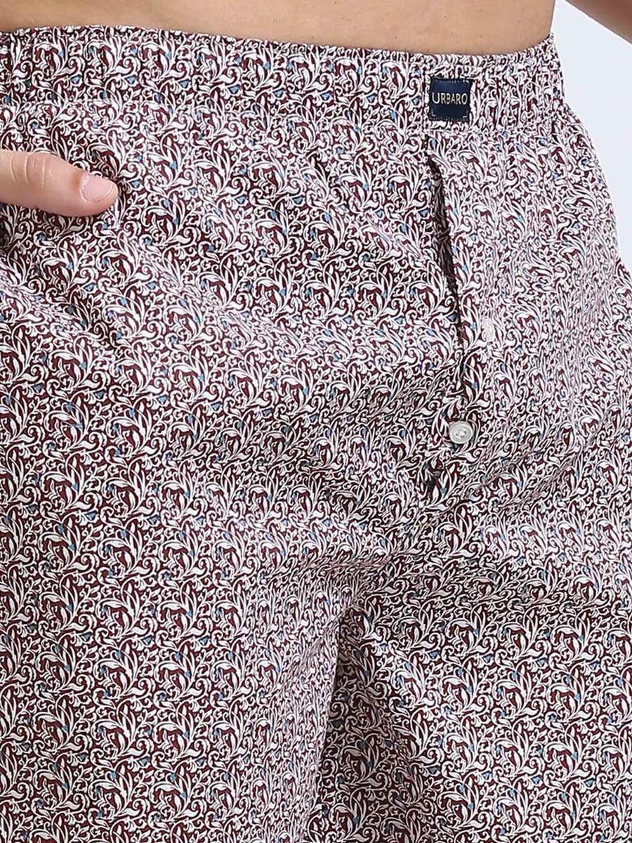 Maroon Graphic Boxer Shorts