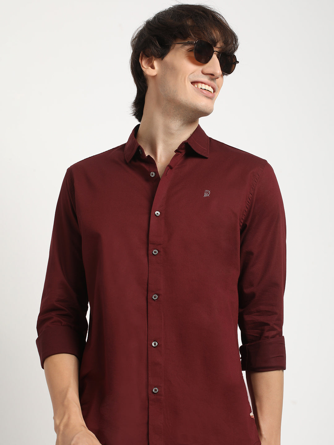 Rich Maroon Everyday Plain Shirt - Main Image