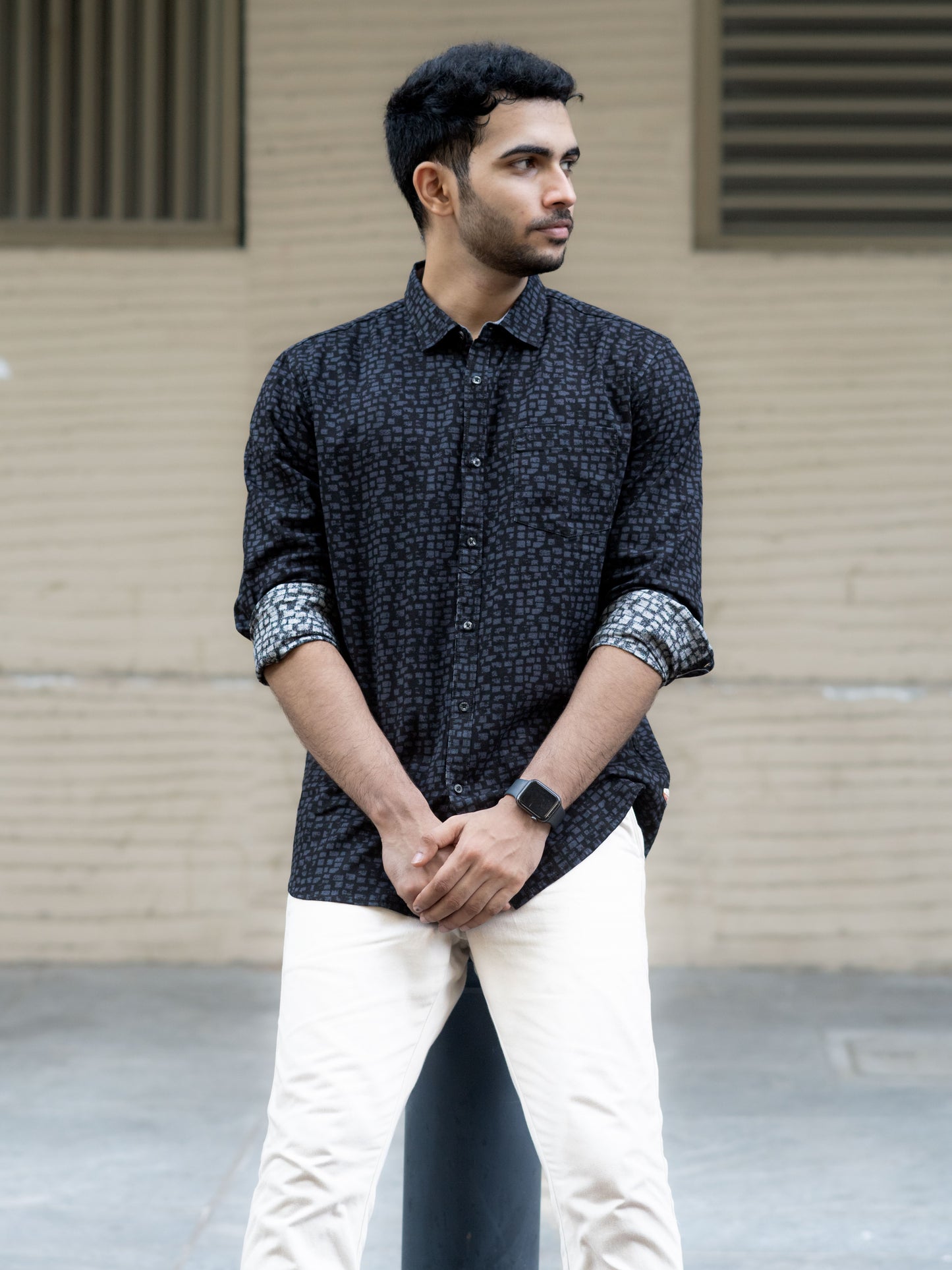 Jet Black Graphic Print Shirt