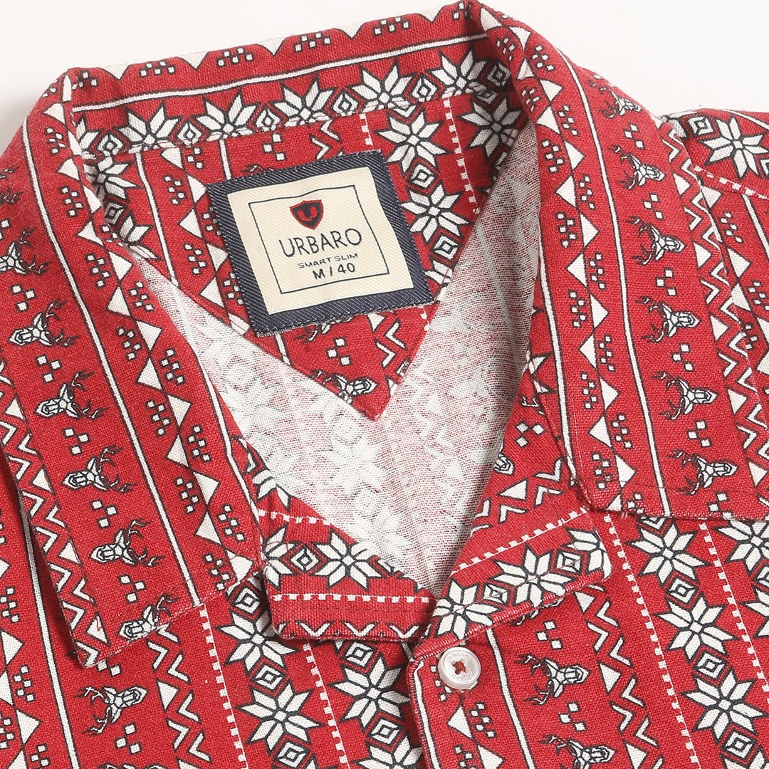 Tropical Red Half Sleeve Print Shirt