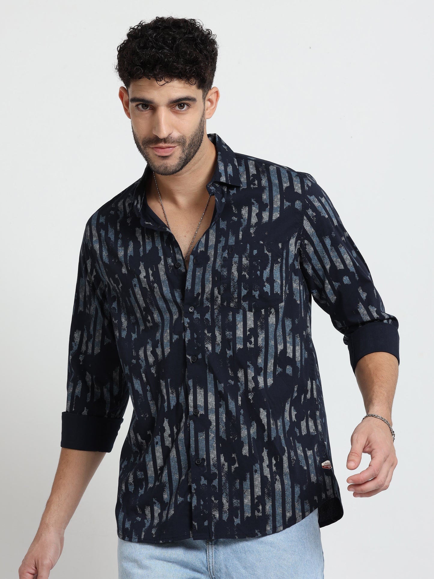 Navy Twilight Sapphire Patterned Shirt