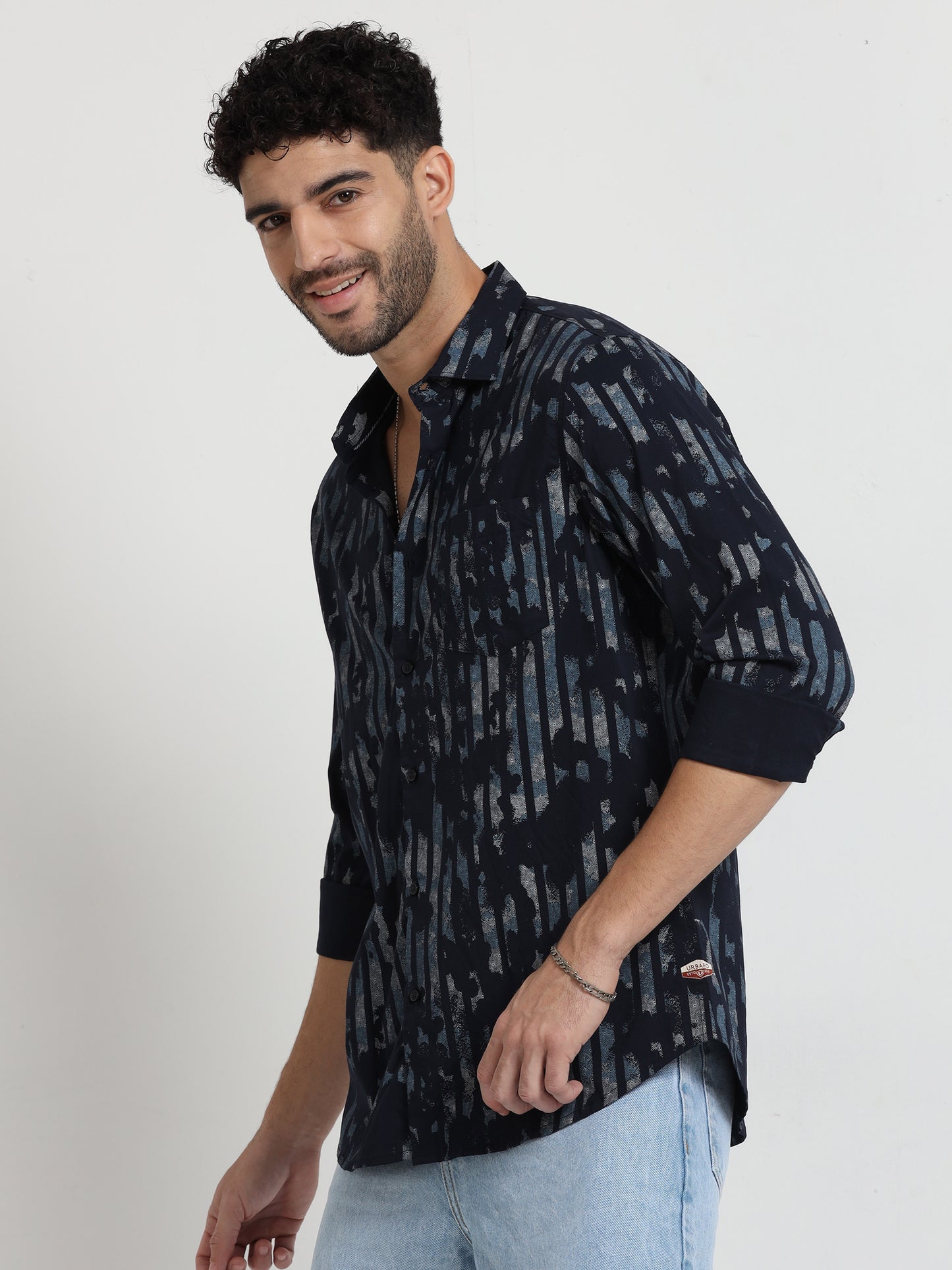 Navy Twilight Sapphire Patterned Shirt