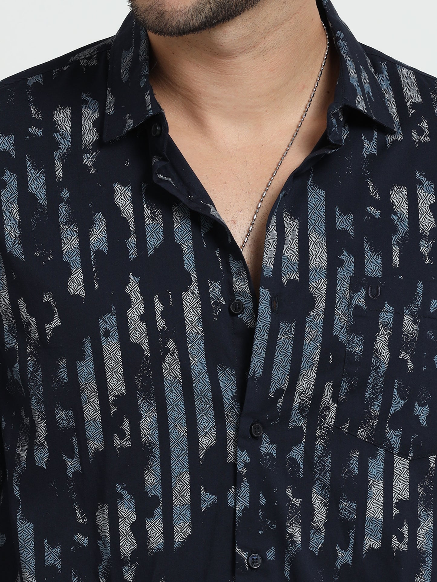 Navy Twilight Sapphire Patterned Shirt