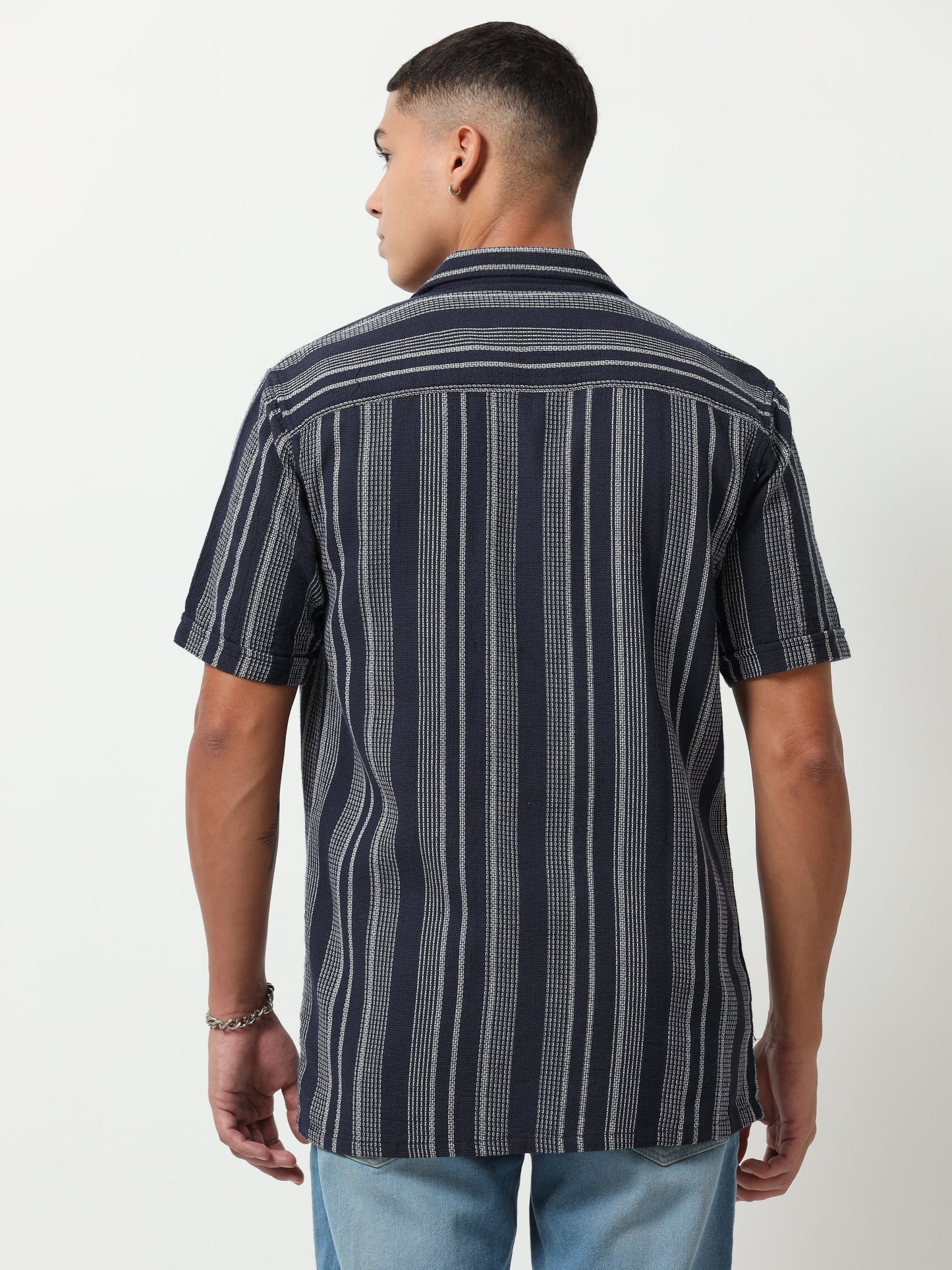 Navy Wave Stripes Shirt