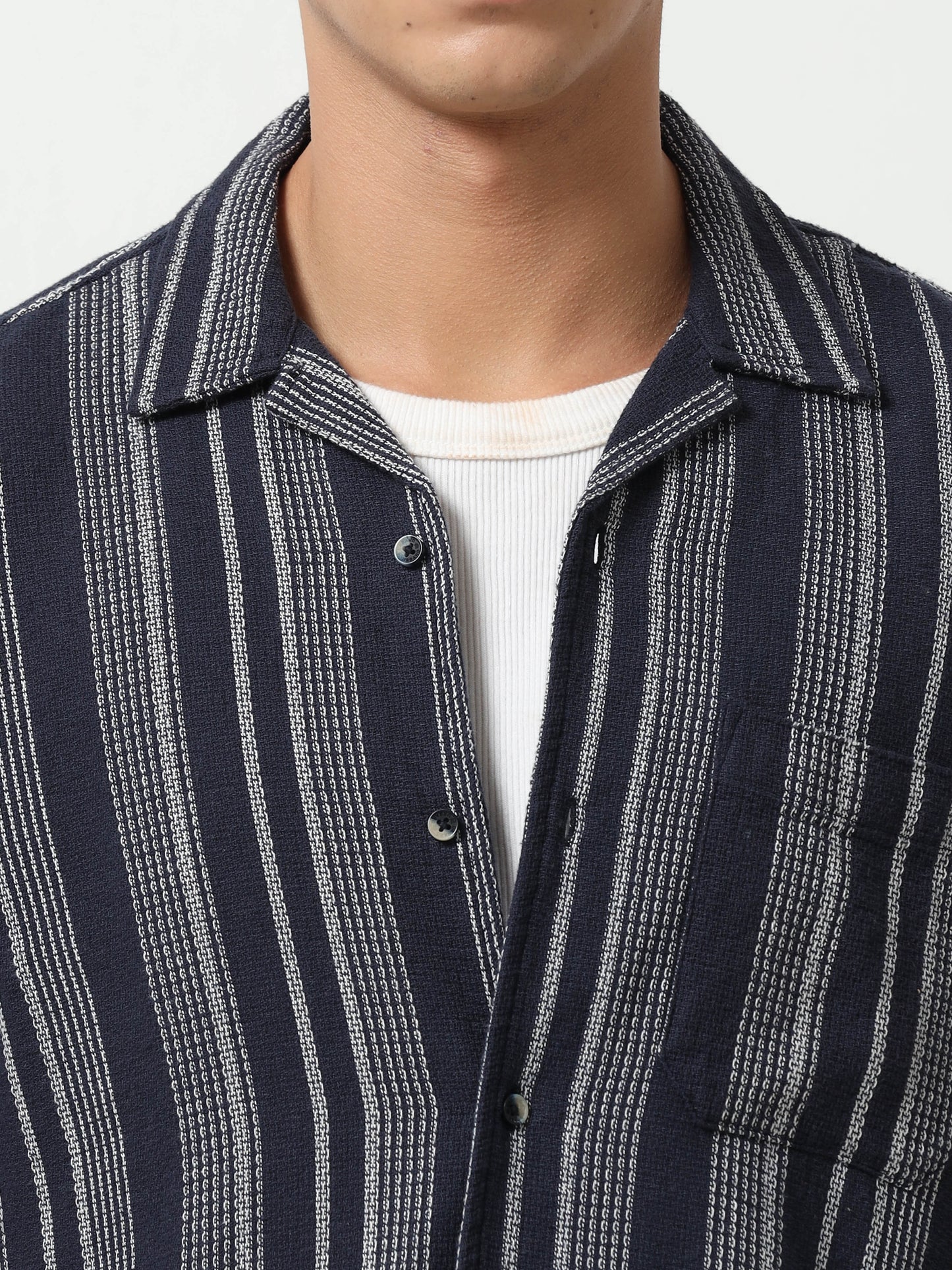 Navy Wave Stripes Shirt