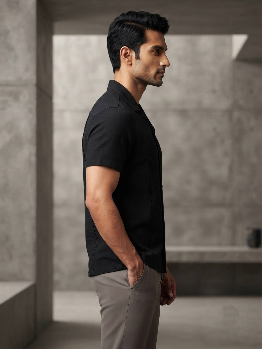Men's Black Co-ord Shirt