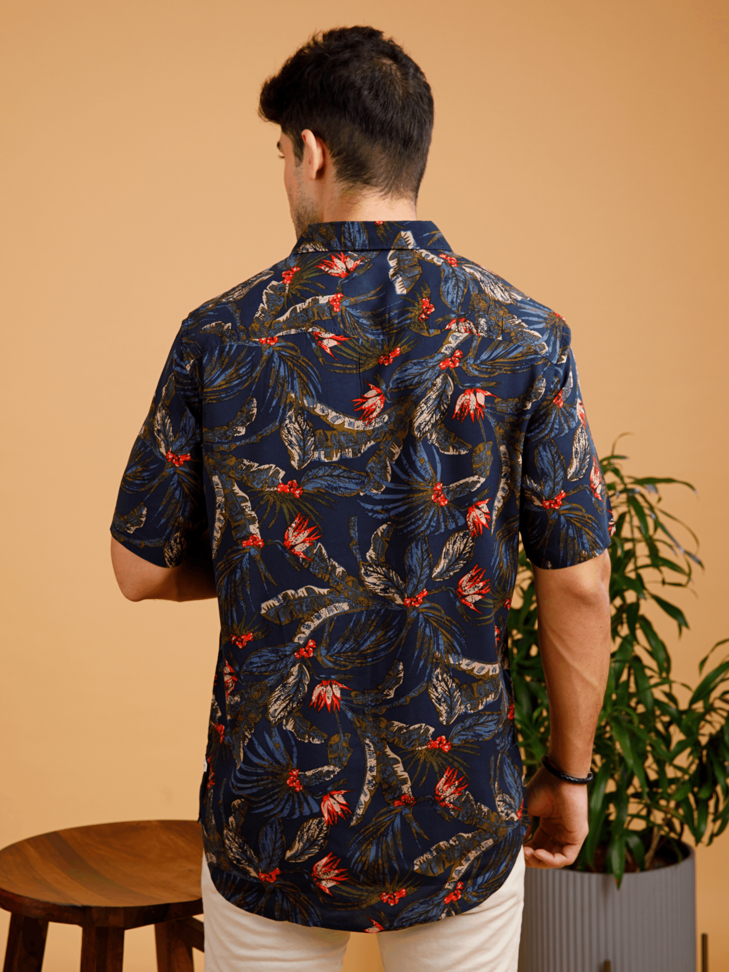 Tropical ECOVERO Navy Print Shirt