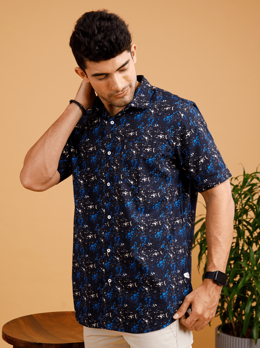 Tropical Black Summer Print Shirt