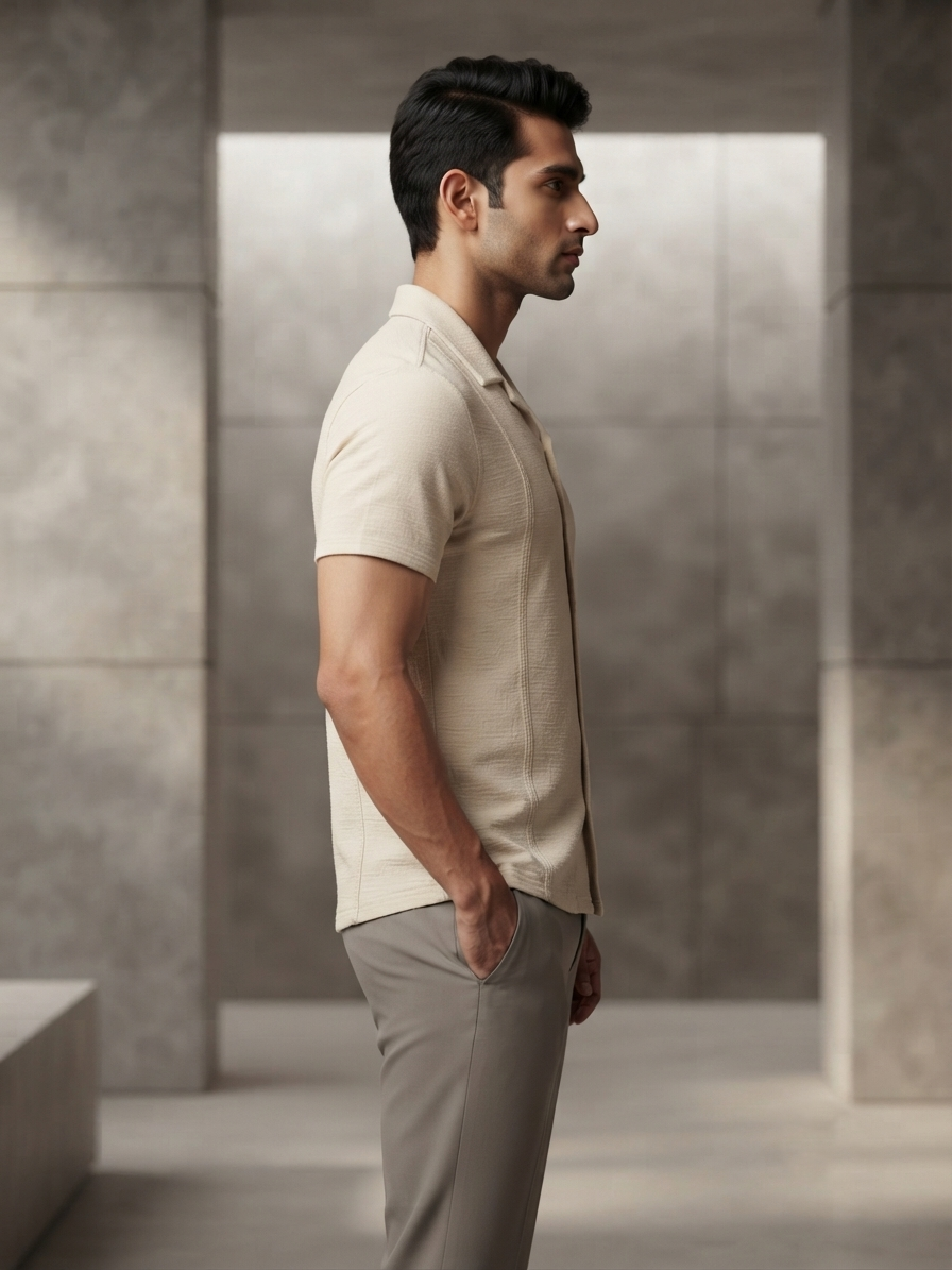 Men's Beige Co-ord Shirt