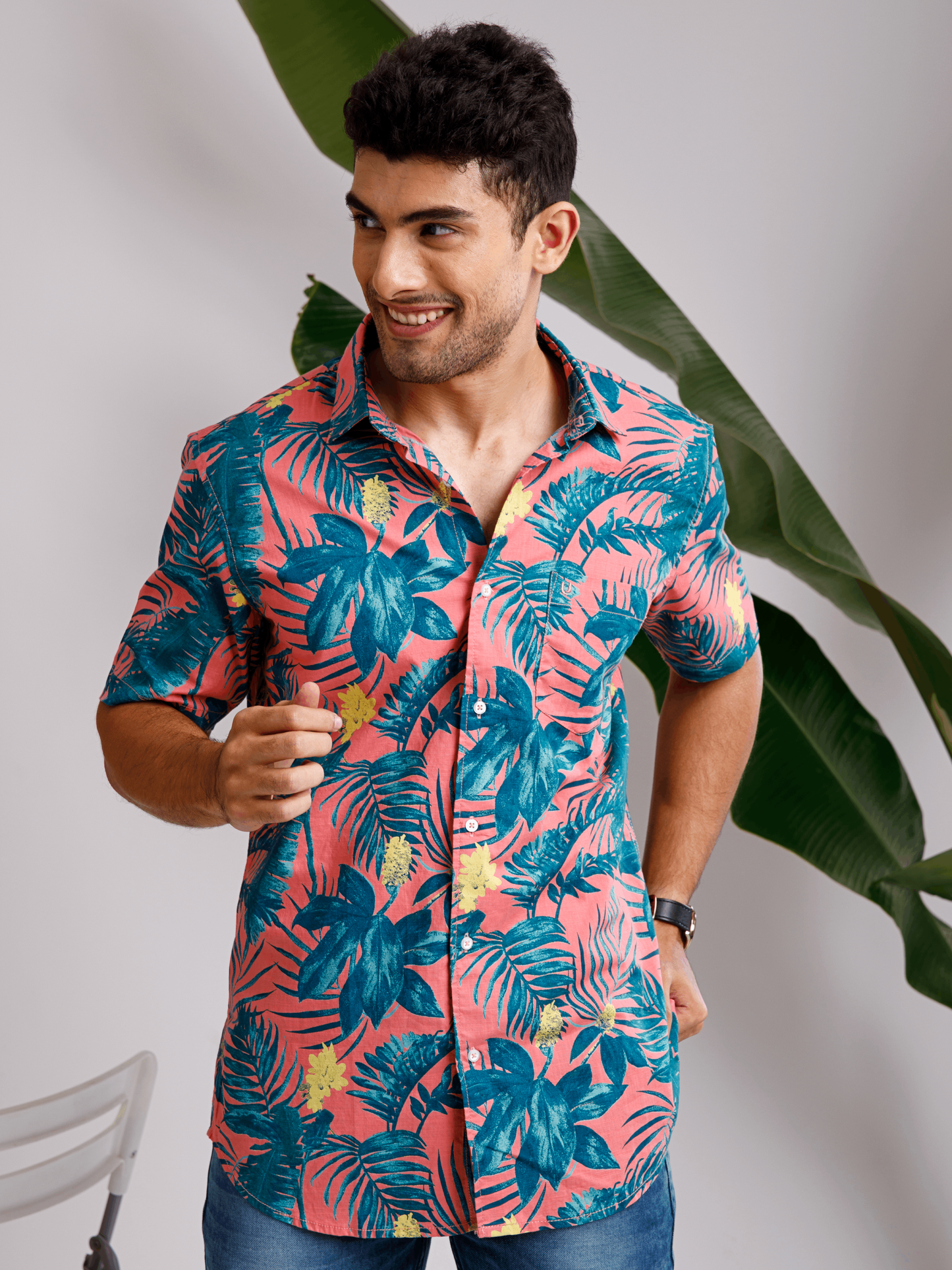 Tropical Floral Orange shirt