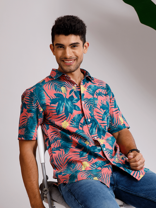 Tropical Floral Orange shirt