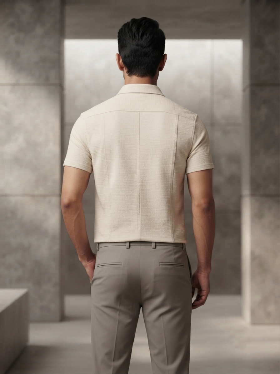 Men's Beige Co-ord Shirt