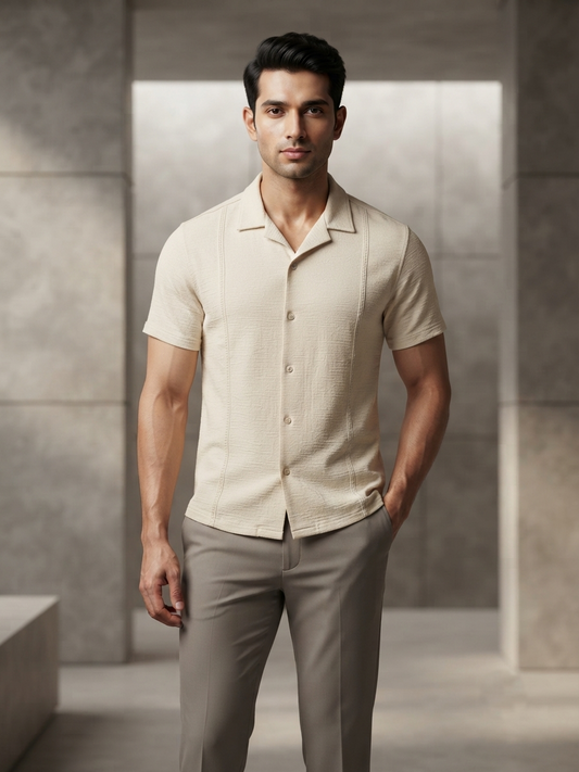 Men's Beige Co-ord Shirt