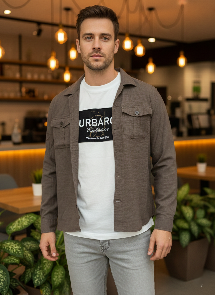 URBARO Khaki Everyday Shacket