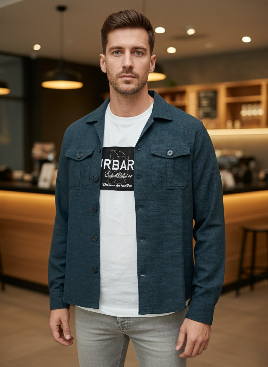 URBARO Lt.blue Everyday Shacket
