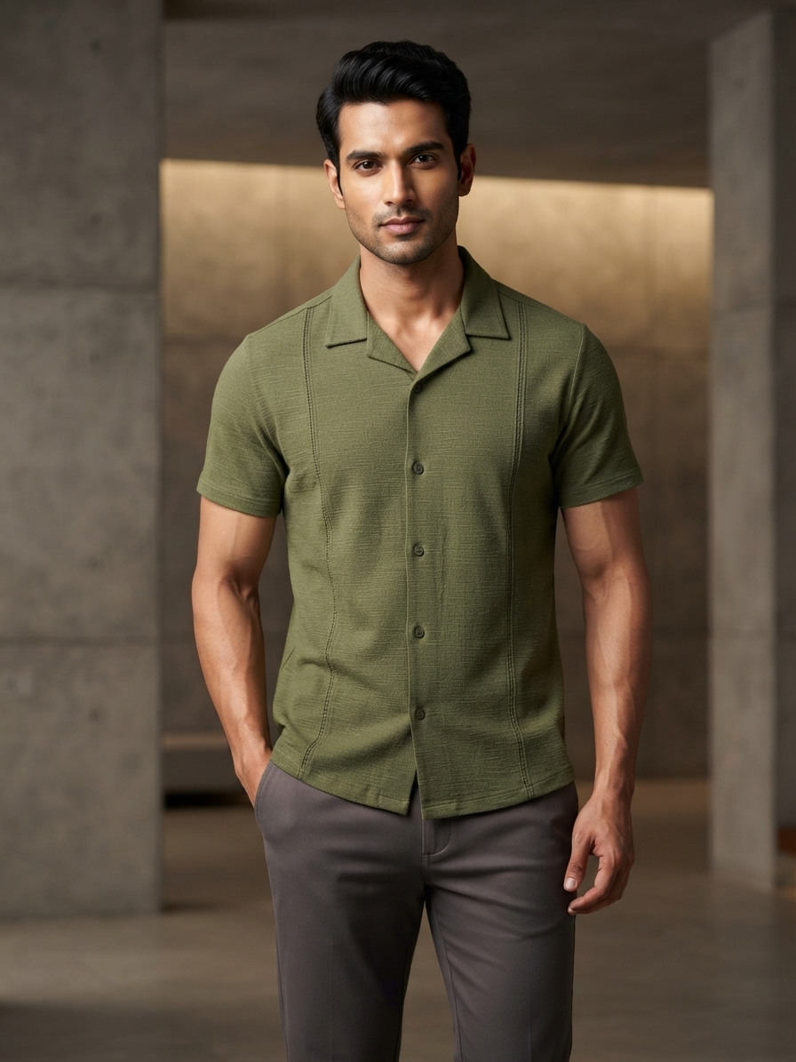 Men's Olive Green Co-ord Shirt