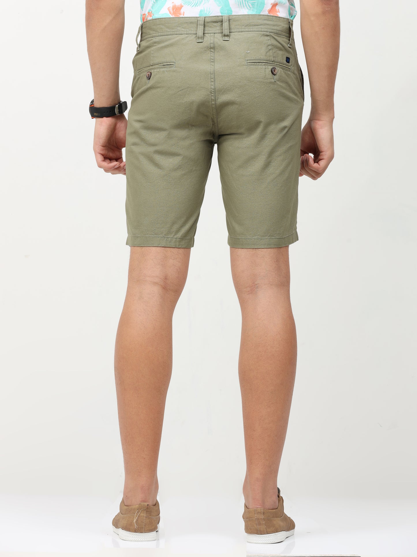 OLIVE PLAIN SHORTS