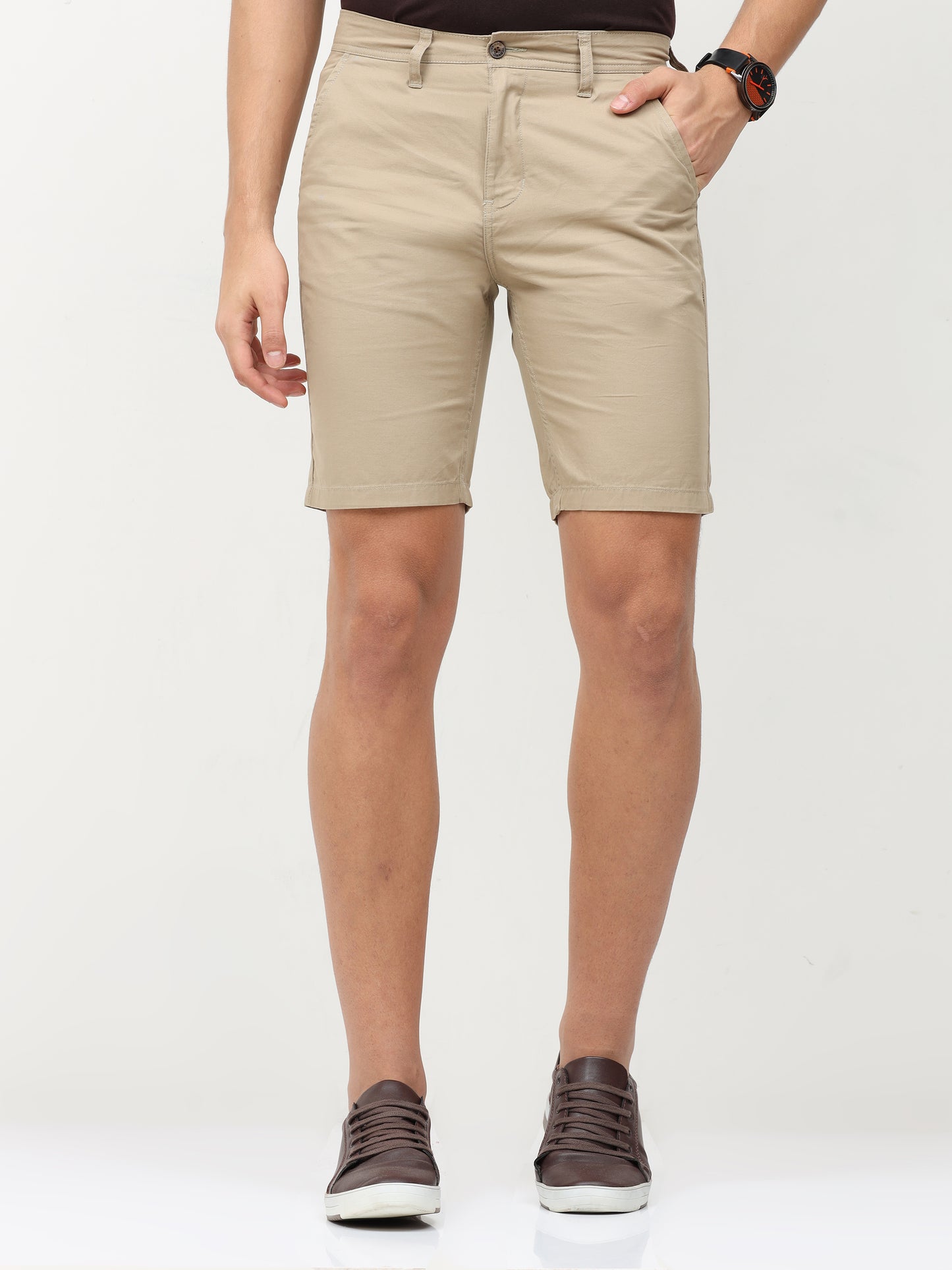 BEIGE PLAIN SHORTS