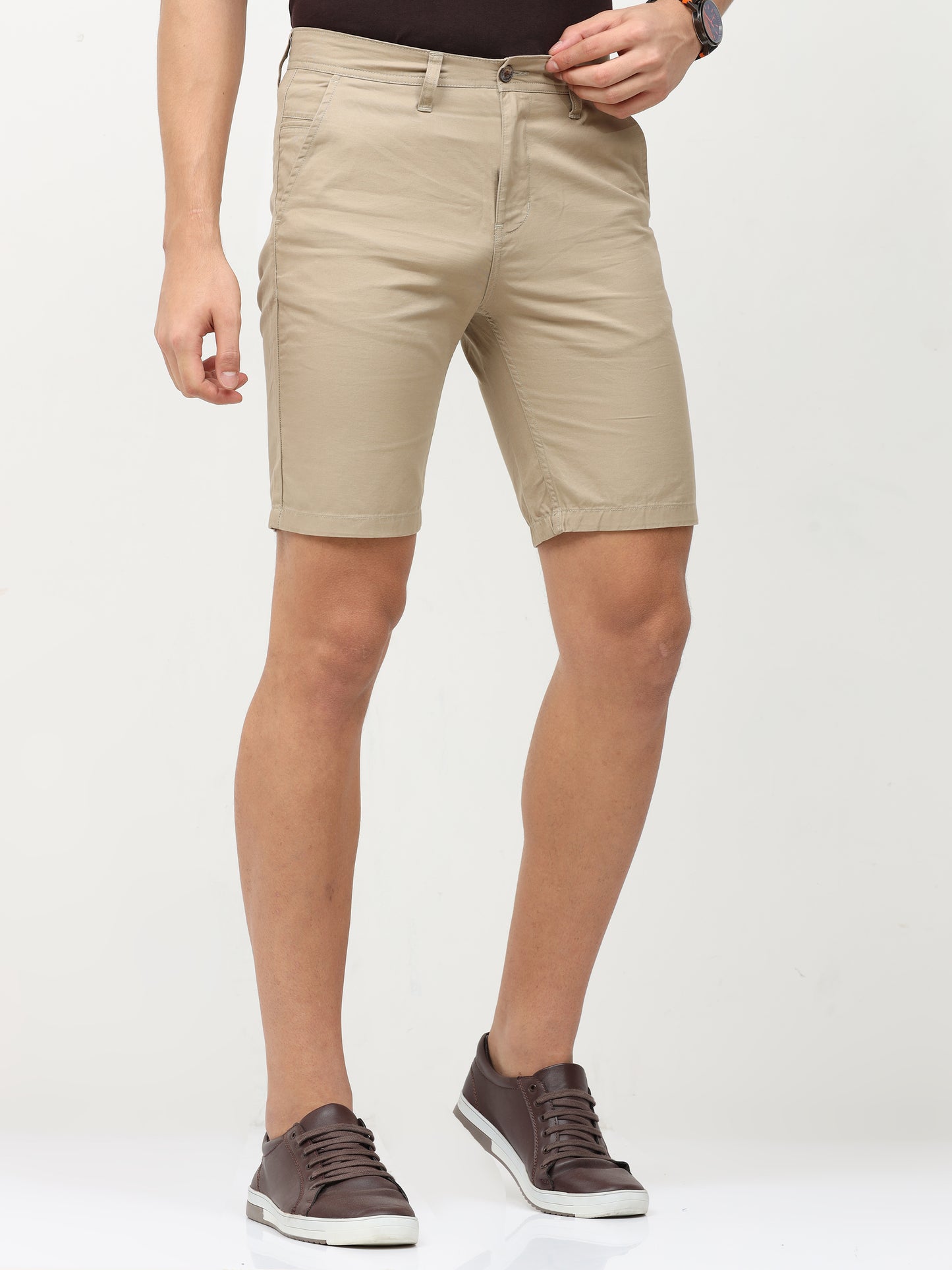 BEIGE PLAIN SHORTS