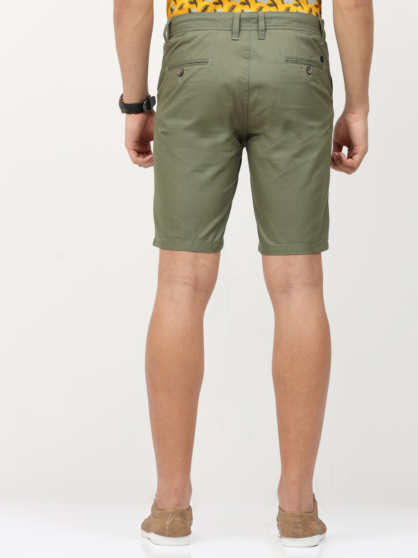 OLIVE PLAIN SHORTS