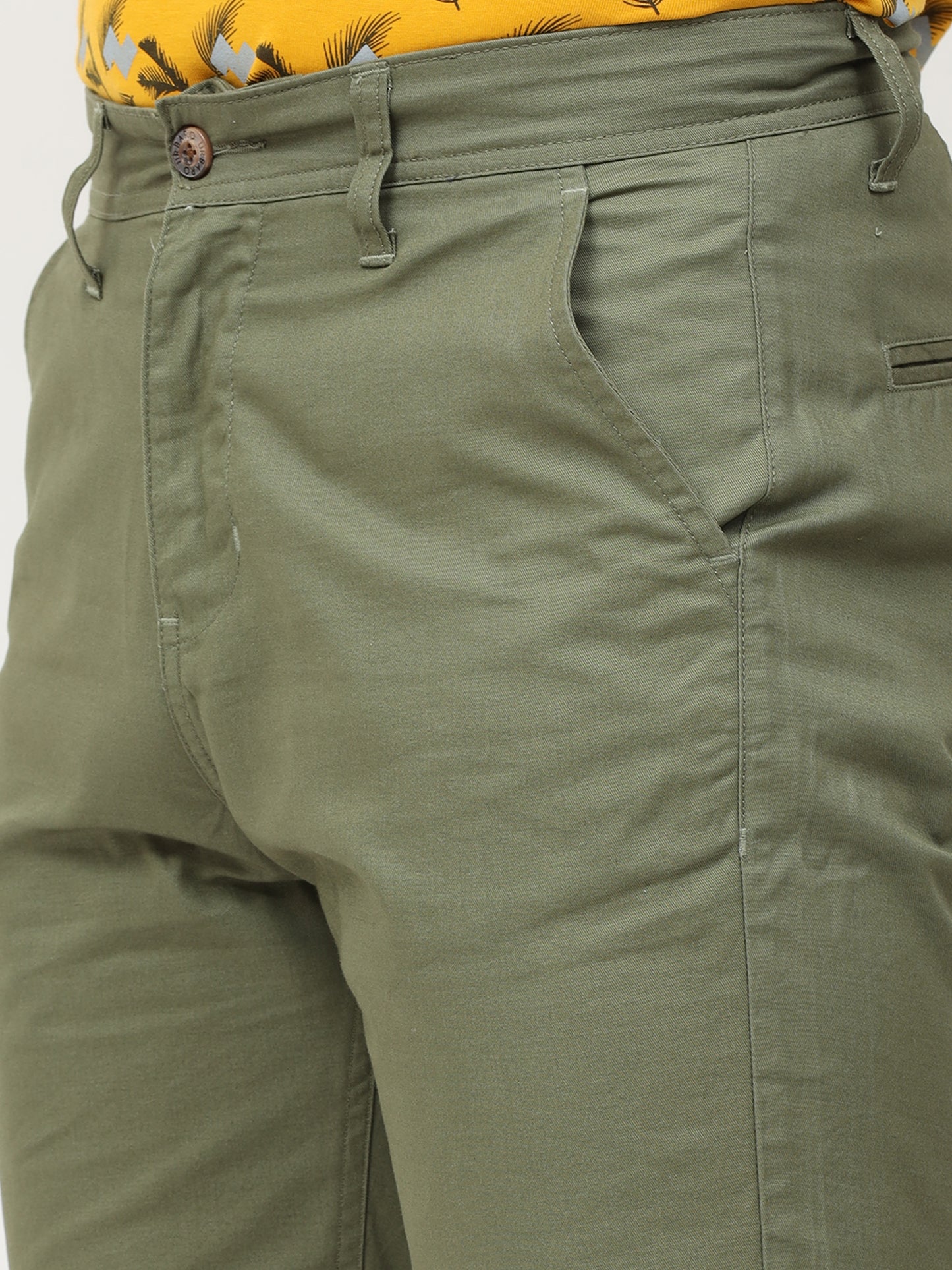 OLIVE PLAIN SHORTS