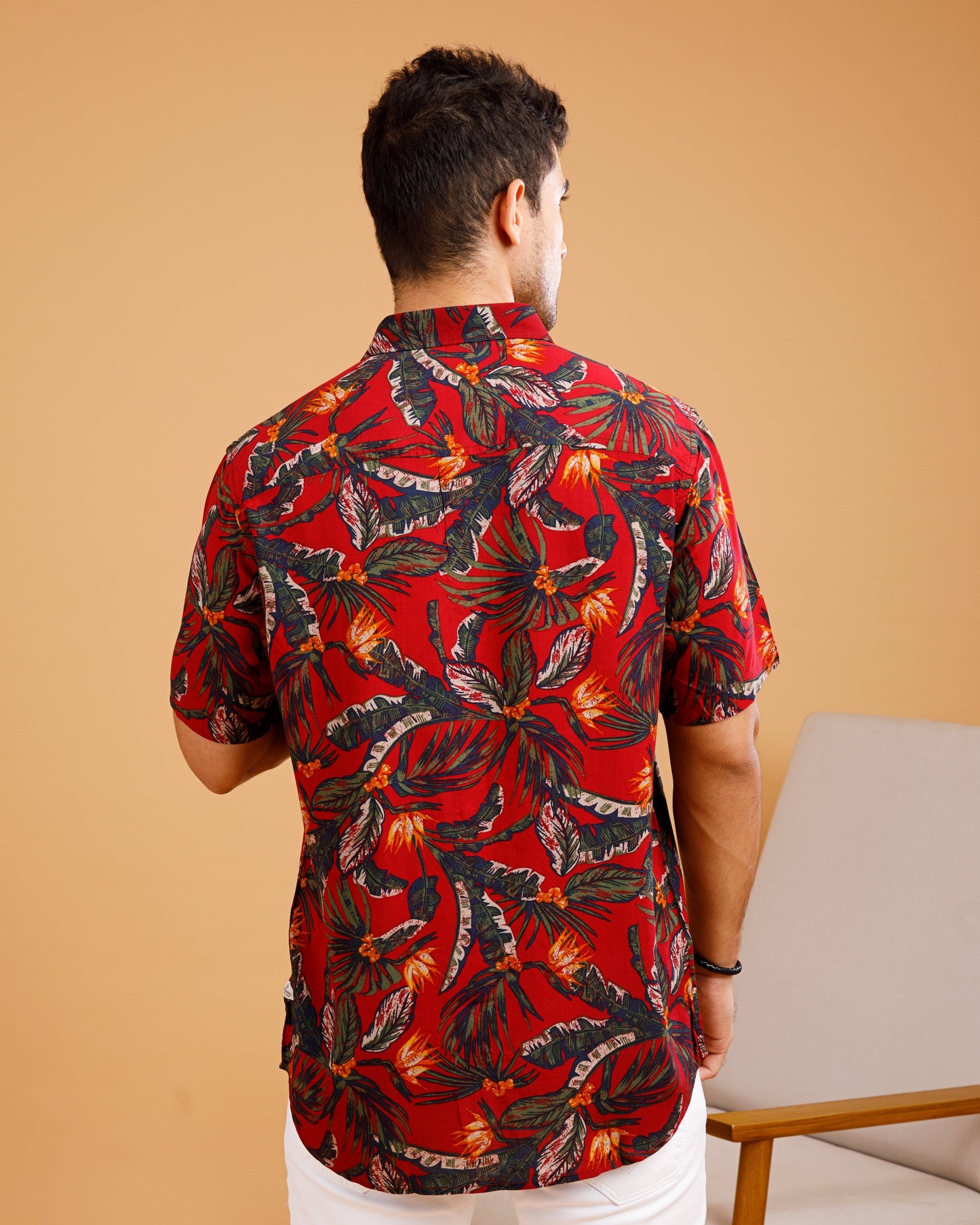 Tropical ECOVERO Maroon Print Shirt