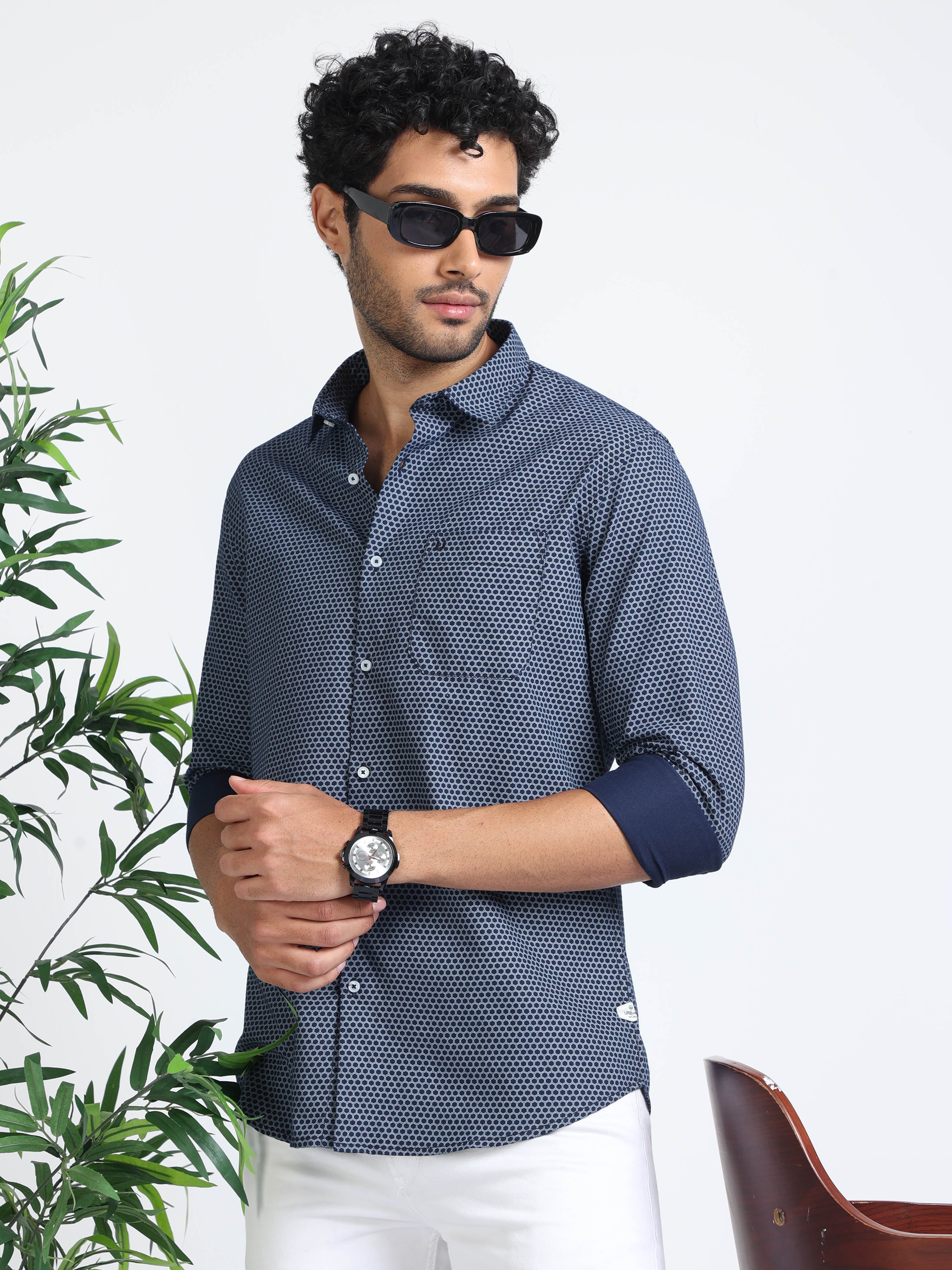 Geometric Blue Shirt – URBARO