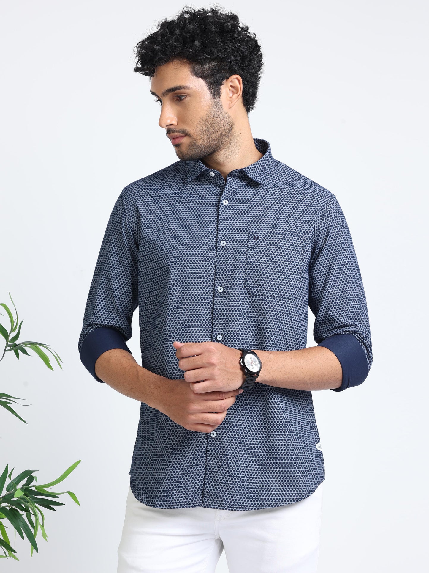 Geometric Blue Shirt