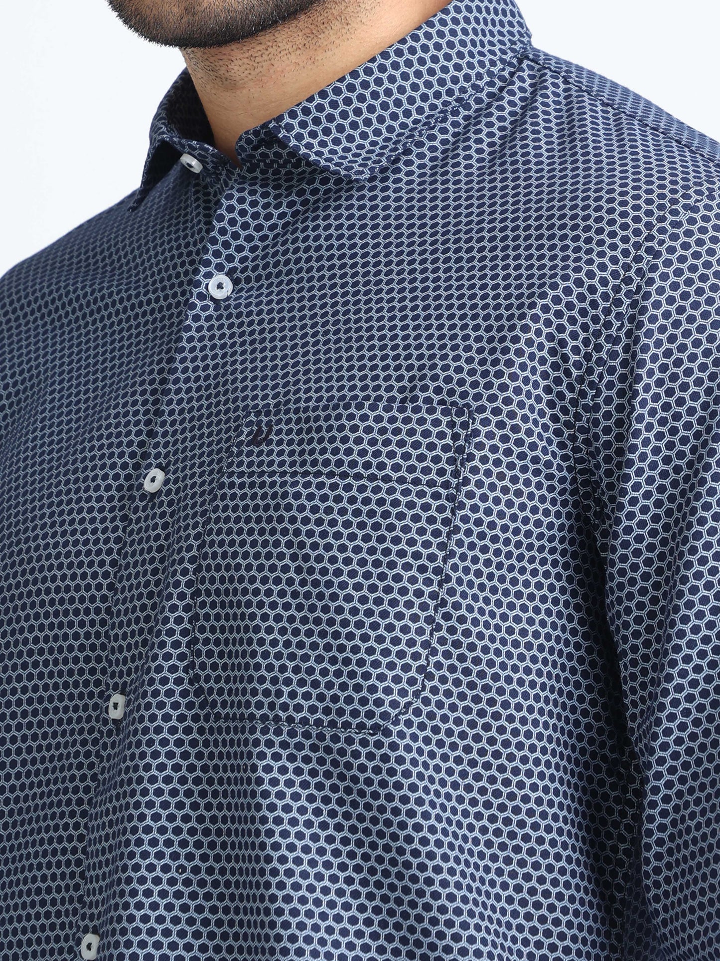 Geometric Blue Shirt