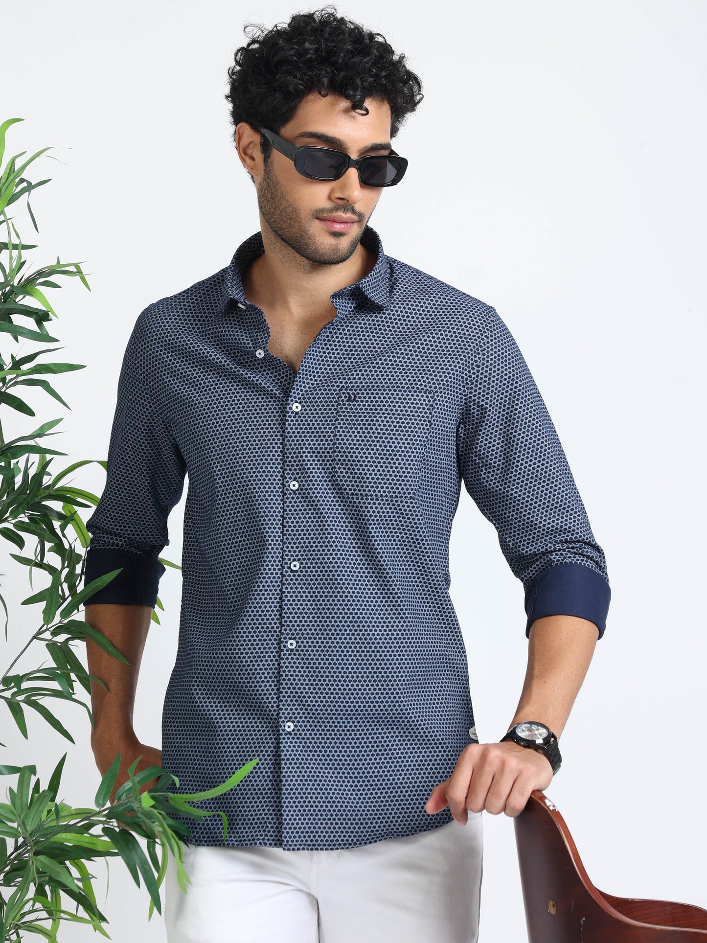 Geometric Blue Shirt