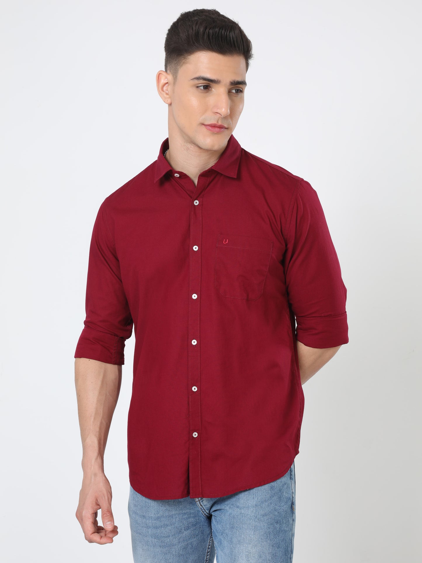 Urbaro Plain Maroon Shirt For Men