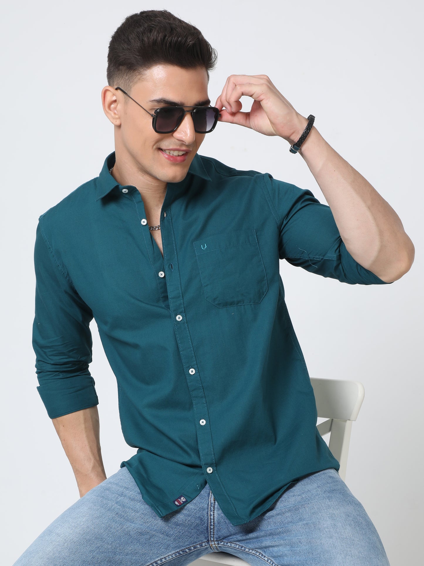 Urbaro Dark Green Shirt For Men