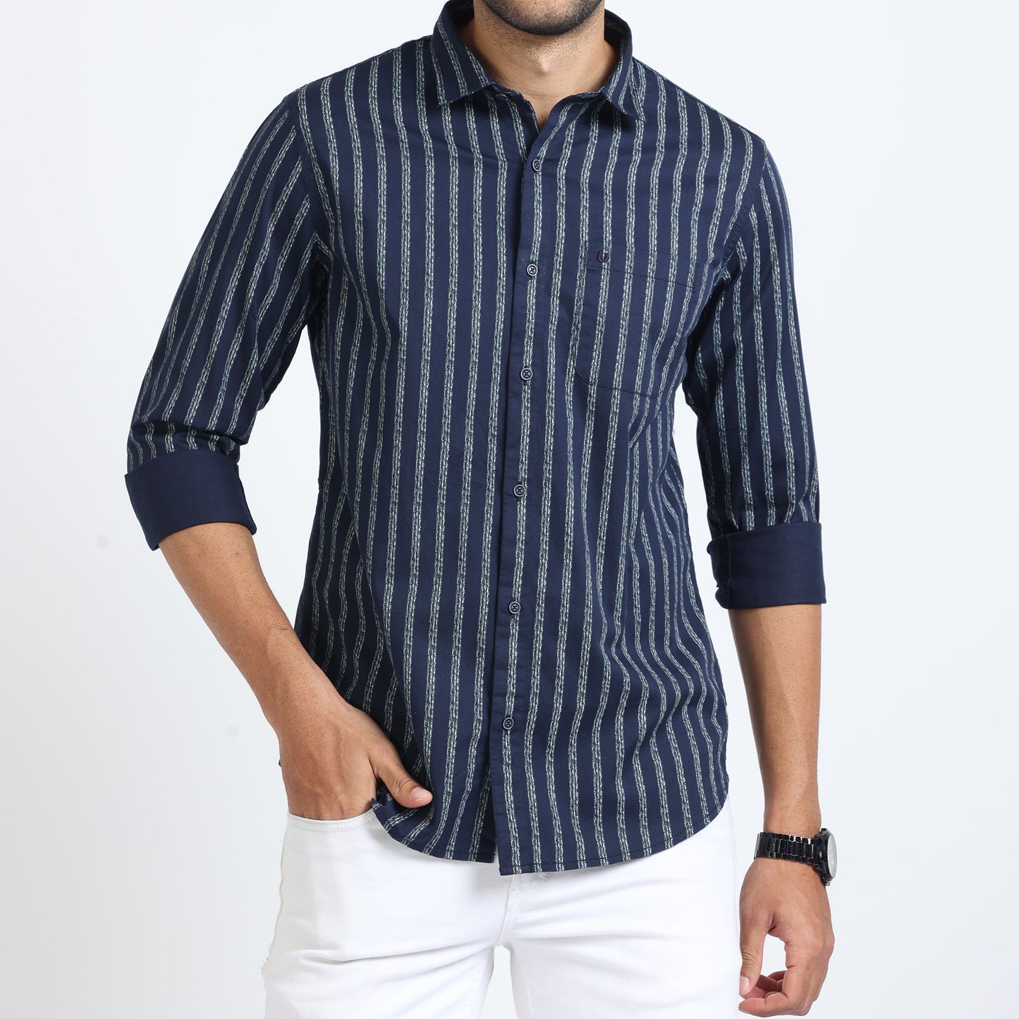 Sleek Blue Stripes Shirt