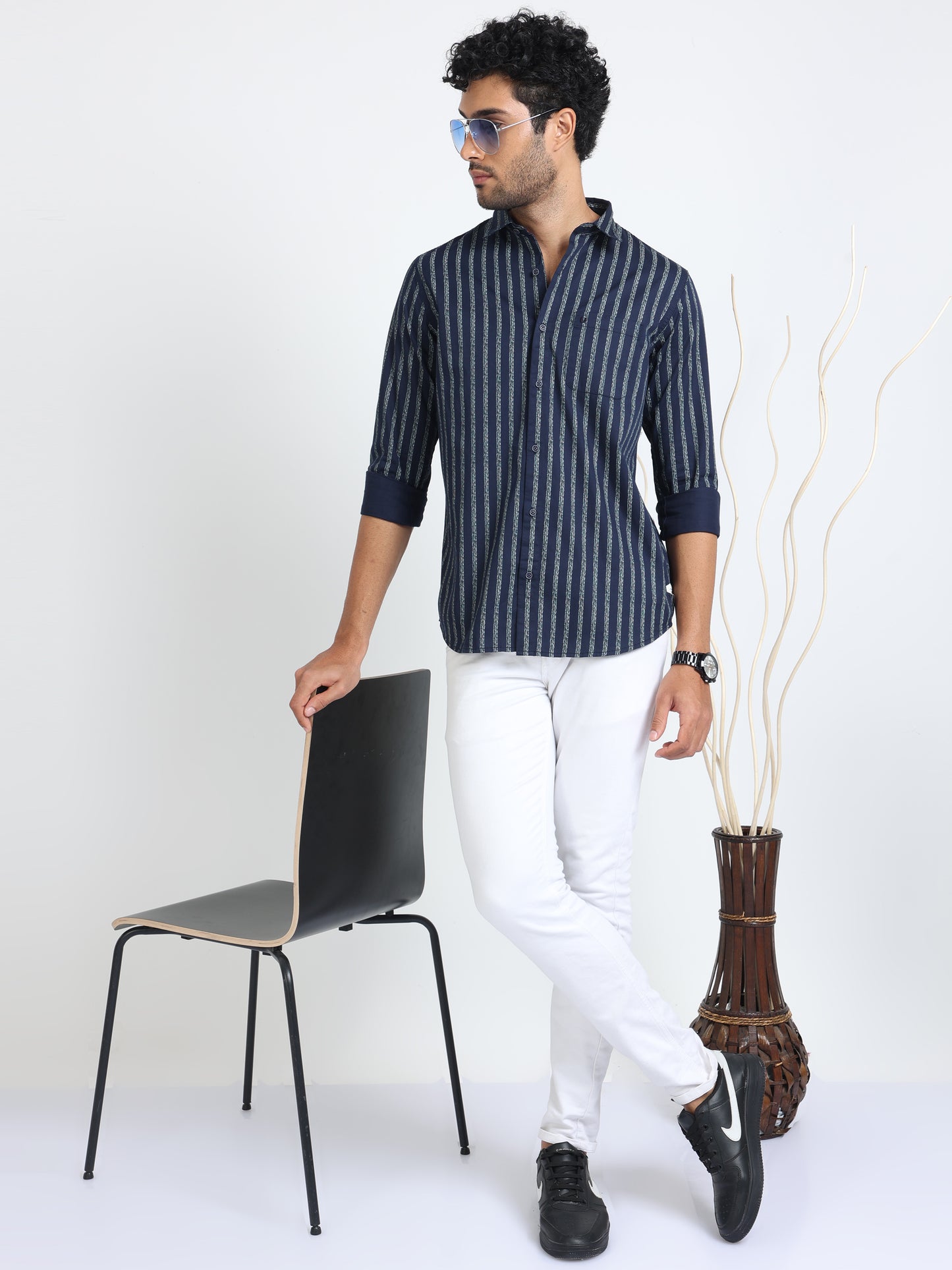 Sleek Blue Stripes Shirt