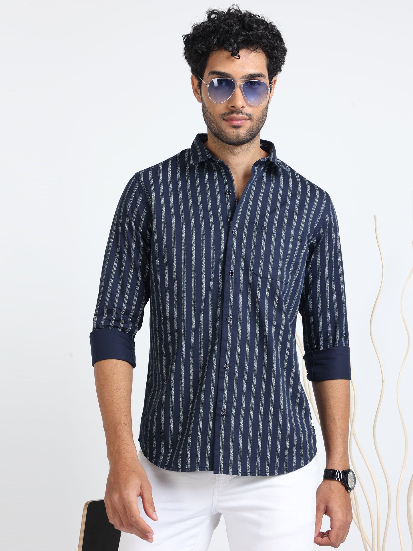 Sleek Blue Stripes Shirt