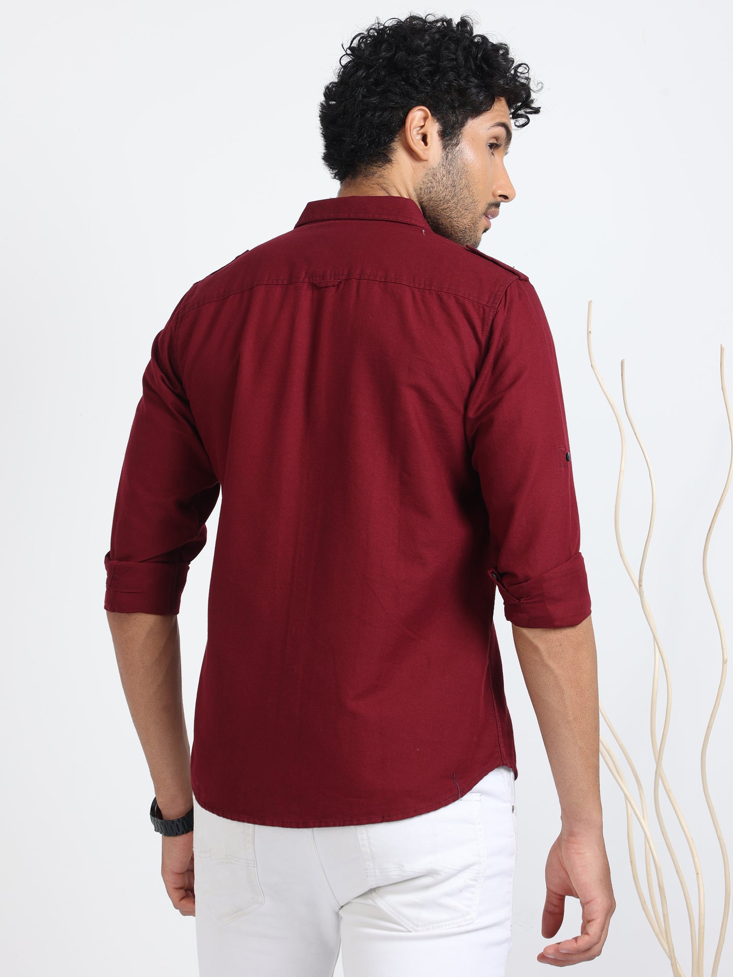 Burgundy Double Pocket Overshirt