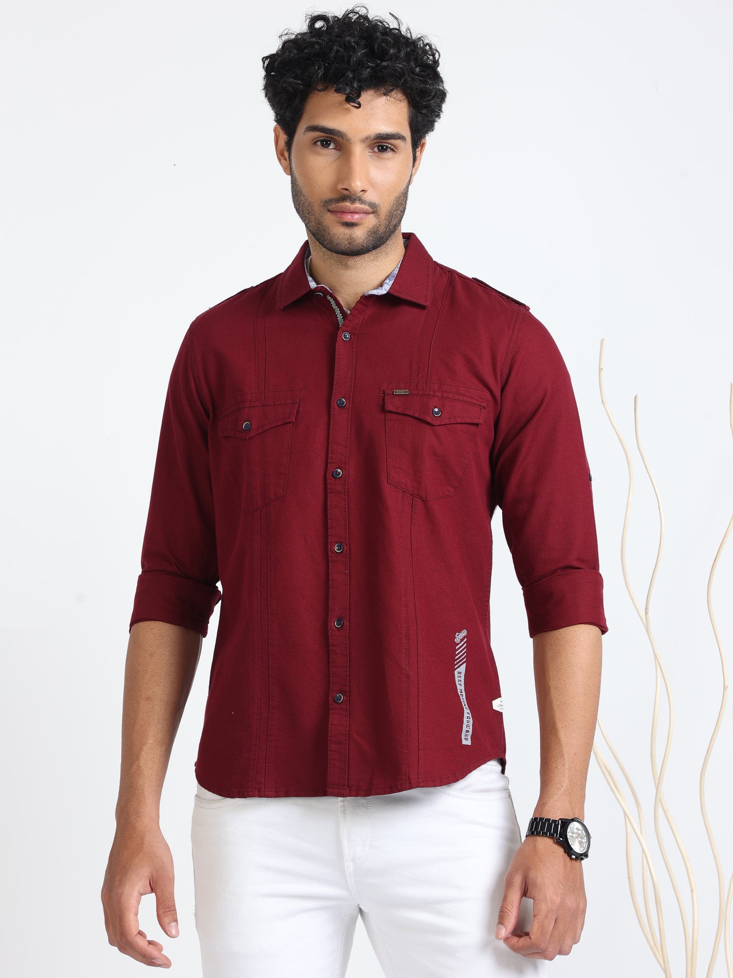 Burgundy Double Pocket Overshirt