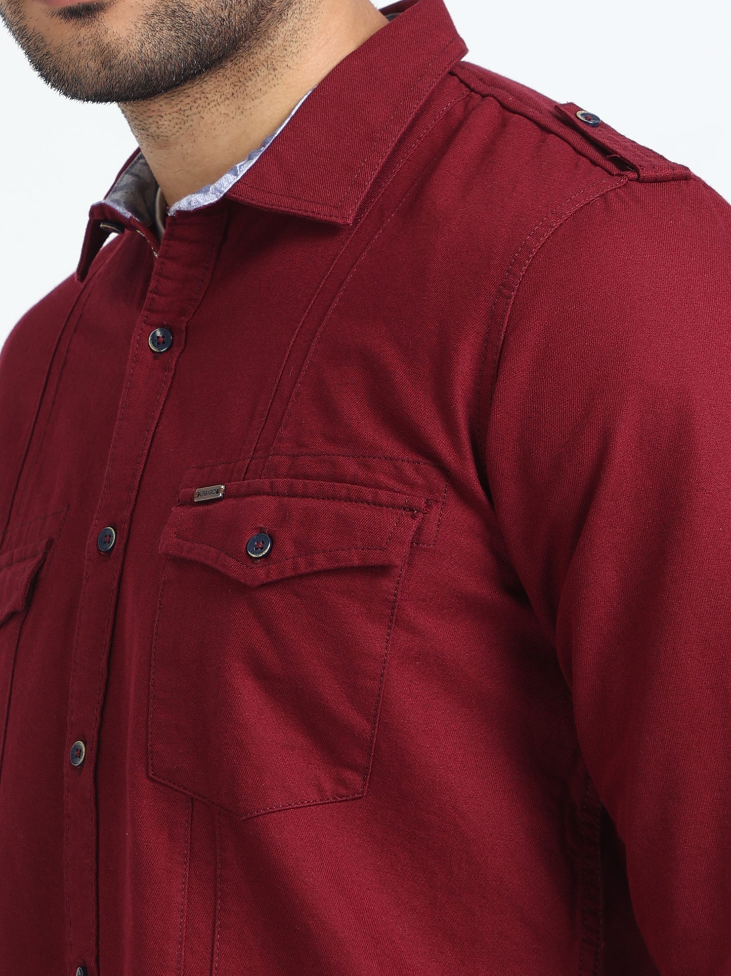 Burgundy Double Pocket Overshirt